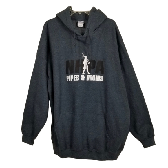 Hoodie Sweatshirt Pull Over Graphic NHPA Bag Pipes & Drums Irish Pockets Police - Picture 2 of 12